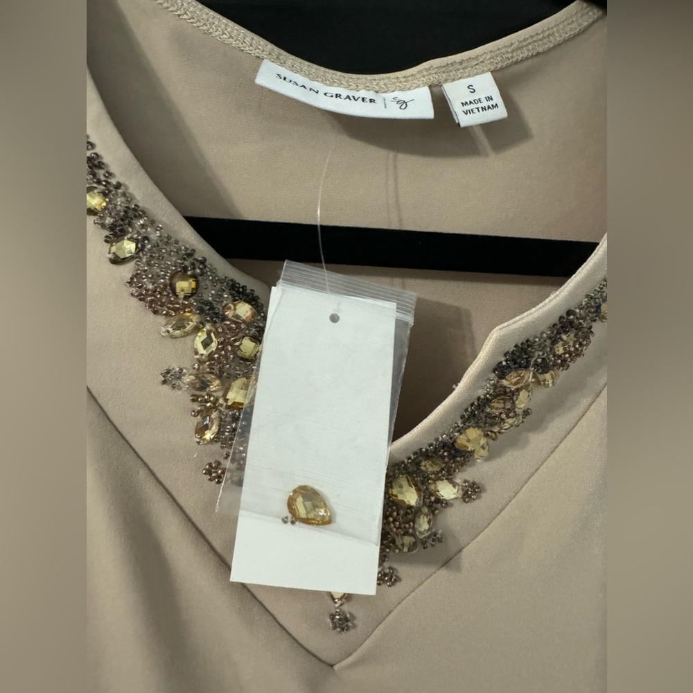 Susan Graver Jeweled Tank Blouse Small - Picture 5 of 5